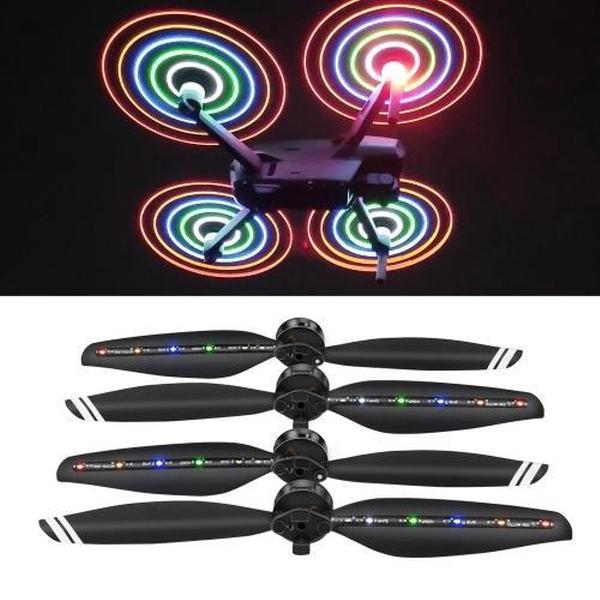 STARTRC 2 paar opvouwbare kleuren LED-flitslamp Propellers met laag geluidsniveau voor DJI Mavic Air 2 (zwart)