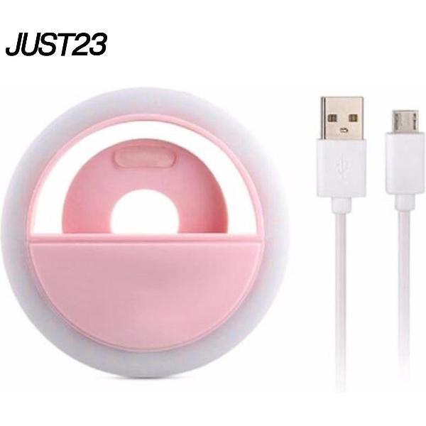 JUST23 Selfie Ring Light voor mobiel - Ringflitser - Roze - Selfie light - TikTok en Snapchat