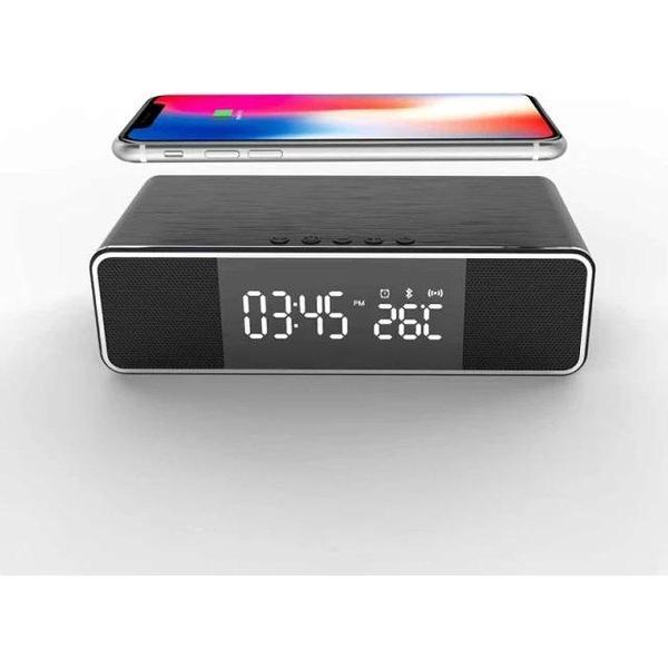 OnlineMarket! - Wekkerradio - Draadloos opladen - Ingebouwde Bluetooth speaker - FM Radio - Ingebouwde Thermostaat - USB Output