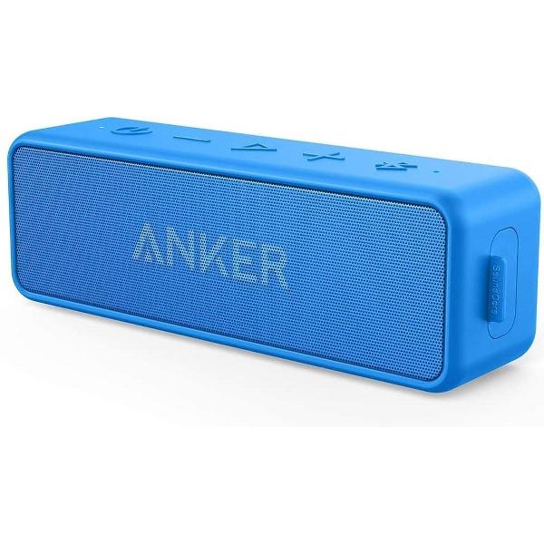 SoundCore 2 Bluetooth-luidspreker, fantastisch geluid, enorme bas met dubbele basdrivers, 24-uurs accu, verbeterde IPX7 waterbescherming, draadloze luidspreker voor iPhone, Samsung (blauw)