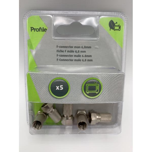 Profile - F-Connector man 6,8mm - 5 stuks.