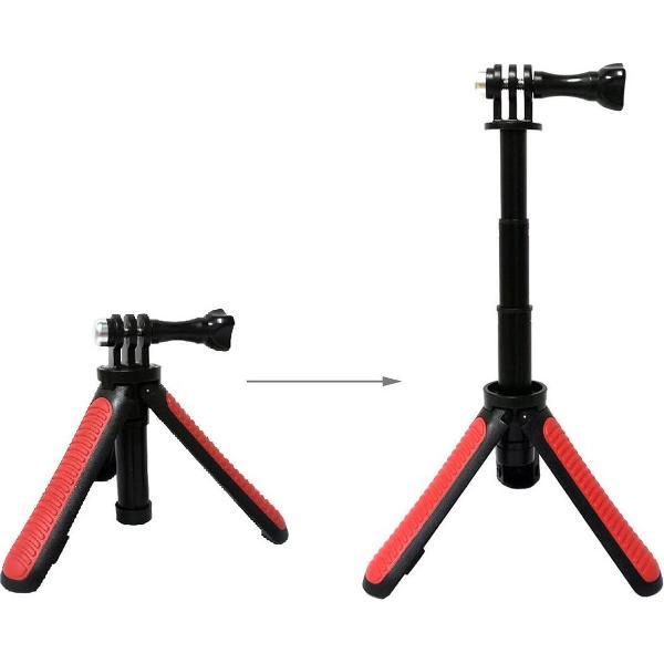 Multifunctionele Opvouwbare Statiefhouder Selfie Monopod Stick voor GoPro HERO5 Session / 5/4 Session / 4/3 + / 3/2/1, Xiaoyi Sportcamera's, Lengte: 12-23cm (rood)