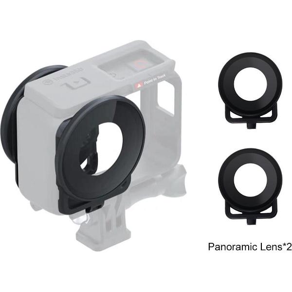 PULUZ lensbeschermer Beschermende glazen kap voor Insta 360 One R panoramische camera met frame (zwart)