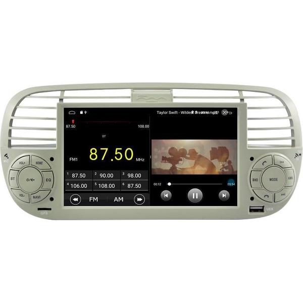 Fiat 500 2007-2015 CarPlay Android 10 navigatie en multimediasysteem autoradio WiFi Bluetooth USB BEIGE