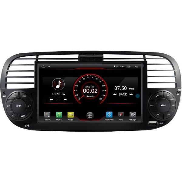 Fiat 500 2007-2015 CarPlay Android 10 navigatie en multimediasysteem autoradio WiFi Bluetooth USB ZWART