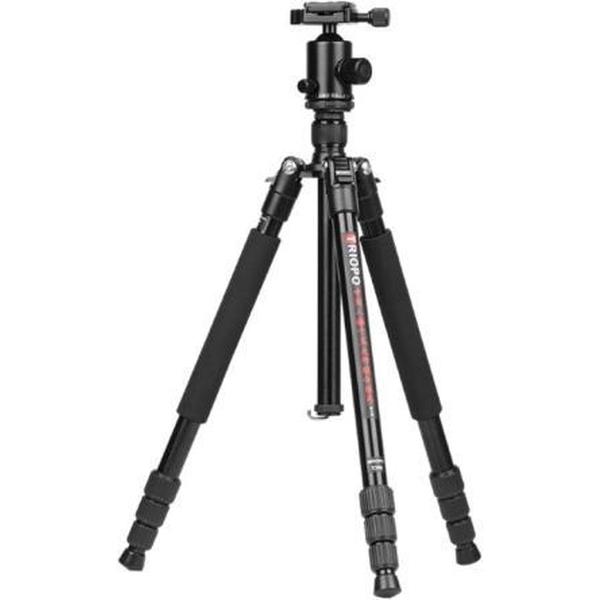 TRIOPO M2508 Multifunctioneel verstelbaar 4-delig draagbaar aluminium statief Monopod met D-2A-kogelkop voor SLR-camera