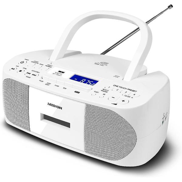 MEDION Life E64070 Draagbare radio | MP3 | FM | CD | Cassette (Wit)