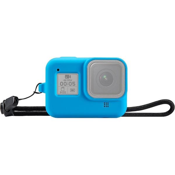 PULUZ siliconen beschermhoes met polsband voor GoPro HERO8 zwart (blauw)