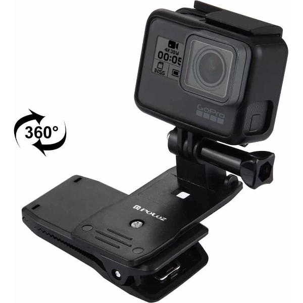 PULUZ 360 graden roterende rugzakhoed Rec-mounts Quick Release-klembeugel voor GoPro
