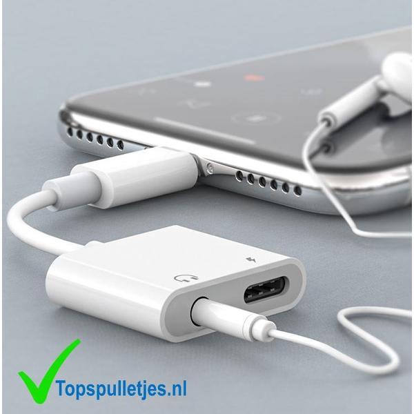 Topspulletjes – iPhone adapter - Audio en Lightning splitter - 2in1 audio + opladen