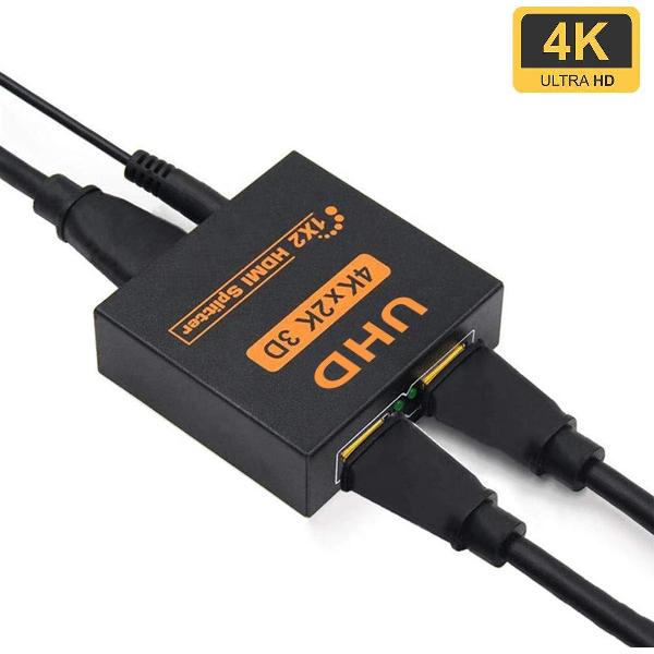 PrimeTech HDMI Splitter - Plug & Play 1 Ingang 2 Uitgangen - 4K & 3D Ondersteuning - Ultra High Speed 1080P Full HD - 1 In 2 Uit