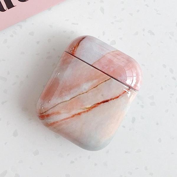 By Qubix - AirPods 1/2 hoesje Marble series - hard case - Marble roze - Schokbestendig - AirPods hoesjes