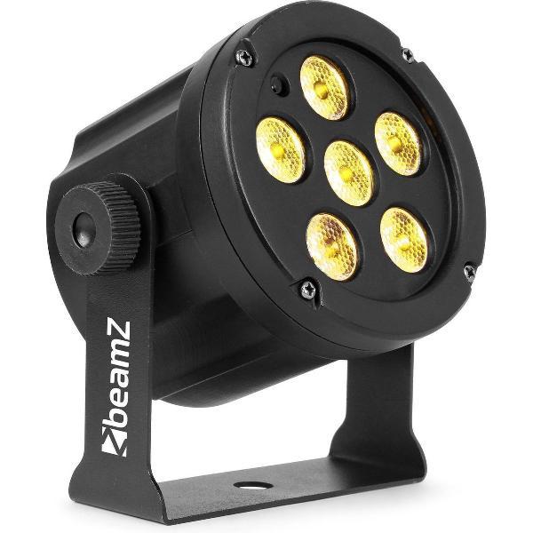 BeamZ SlimPar30 LED spot met 6 LED's van 3W per LED - Kleuren: Warm wit, koud wit en blacklight (UV) - Incl. afstandsbediening.