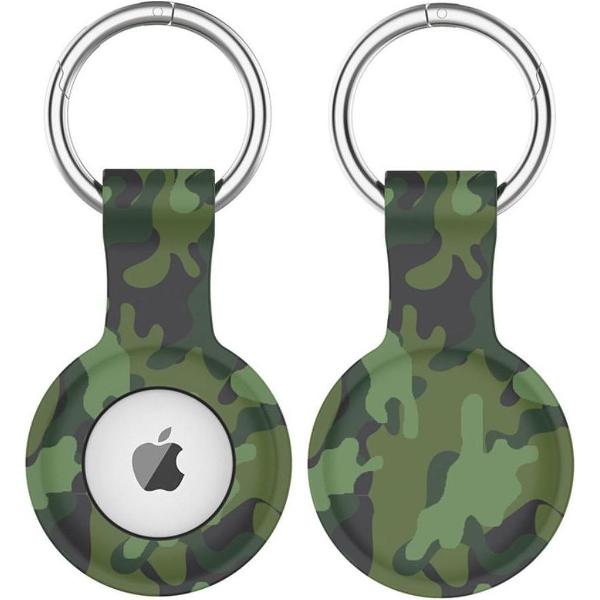 Apple AirTag Sleutelhanger Siliconen Bescherm Hoes Camo Groen Print