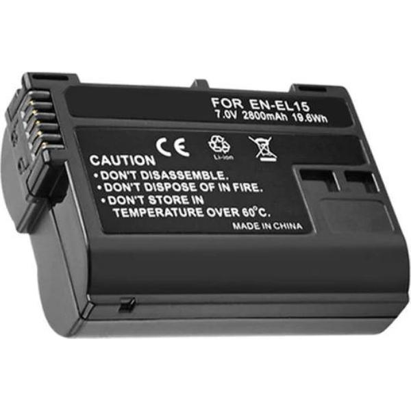 Krachtige EN-EL15 accu - batterij - 2800 mAh - 7.0V - 19.6W - Voor Nikon 1 V1 D500 D600 D610 D7000 D7100 D7200 D750 D7500 D800 D800E D810 D810A D850 Z5 Z6 II en meer!