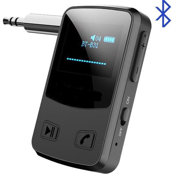 Vues Bluetooth 5.0 Ontvanger - Receiver - Transmitter - Bluetooth Zender - Car Kit - 10 uur Speeltijd - Met LCD