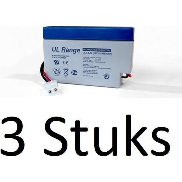 3 Stuks Loodaccu Ultracell UL 12v 800mAh