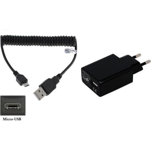 3A Micro USB lader. 0,8 m Oplaadkabel en oplader adapter stekker TUV gekeurd Past ook op o.a. CAT, Cowon, Denver, Empire, Xbox, AEG, Asus