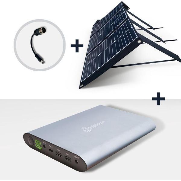Mobisun 60W zonnepaneel + laptop powerbank bundel