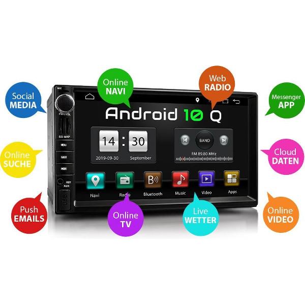 2Din Android 10 Autoradio 7 HD MP5 GPS Navi WIFI Bluetooth 4Core 32GB