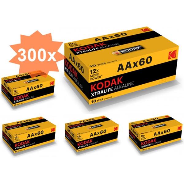 Kodak XTRALIFE LR6 / AA / R6 / MN 1500 1.5V Alkaline batterij - 300 Stuks (5 Pakken a 60St)