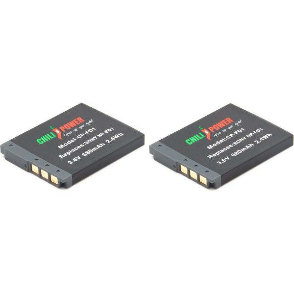 ChiliPower Sony NP-FD1 / NP-BD1 accu - 680mAh - 2-Pack