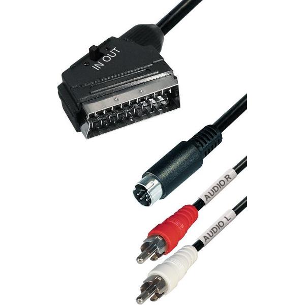 Transmedia S-VHS en Tulp 2x RCA (m) - Scart (m) IN / OUT kabel / zwart - 5 meter