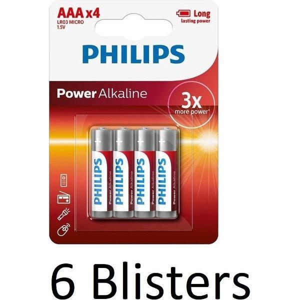 24 Stuks (6 Blisters a 4 st) Philips Power Alkaline AAA/LR03