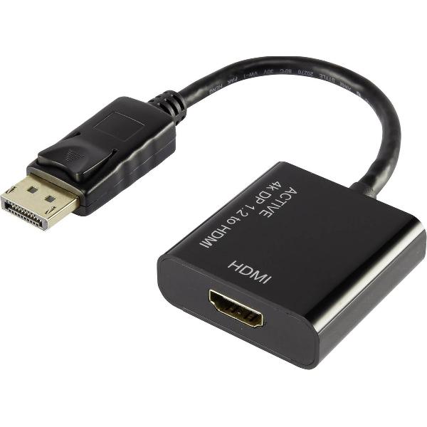 Renkforce RF-4222524 DisplayPort / HDMI Adapter [1x DisplayPort stekker - 1x HDMI-bus] Zwart Vergulde steekcontacten 10.00 cm