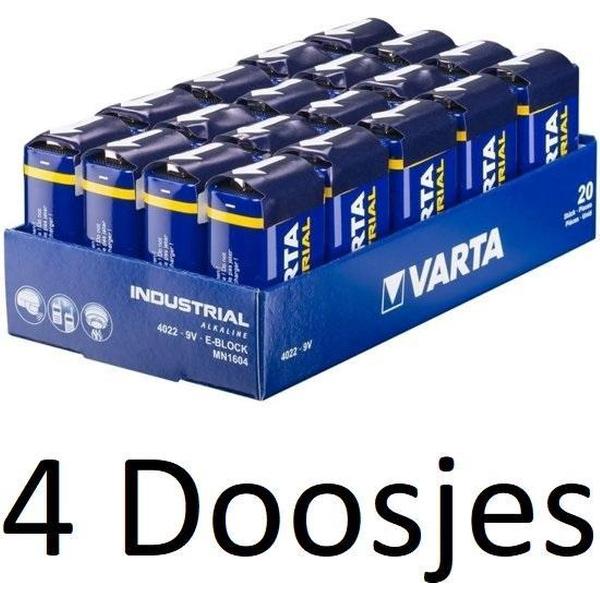 80 Stuk (4 Doosjes a 20 st) Varta industrial MN1604 9V E-Blok