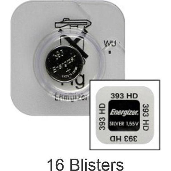 16 stuks (16 blisters a 1 stuk) Energizer 309/393 knoopcel Zilver-oxide batterij (S) 1,55 V