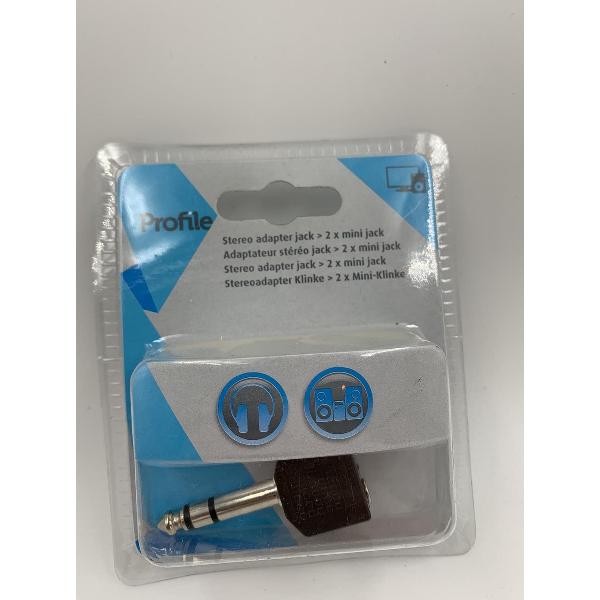 Stereo Adapter plug Jack 6.35mm naar 2x 3.5mm Jack Stereo Profile