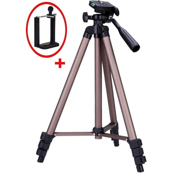 XL Smartphone Tripod / Camera Statief - Universeel lichtgewicht Statief met telefoonhouder – 125CM