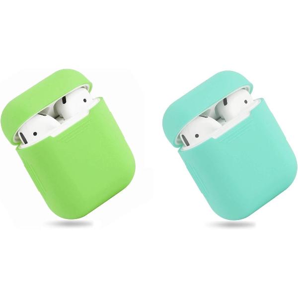Bescherm Hoesje Cover SET 2 STUKS voor Apple AirPods Case -Lime green en mint groen
