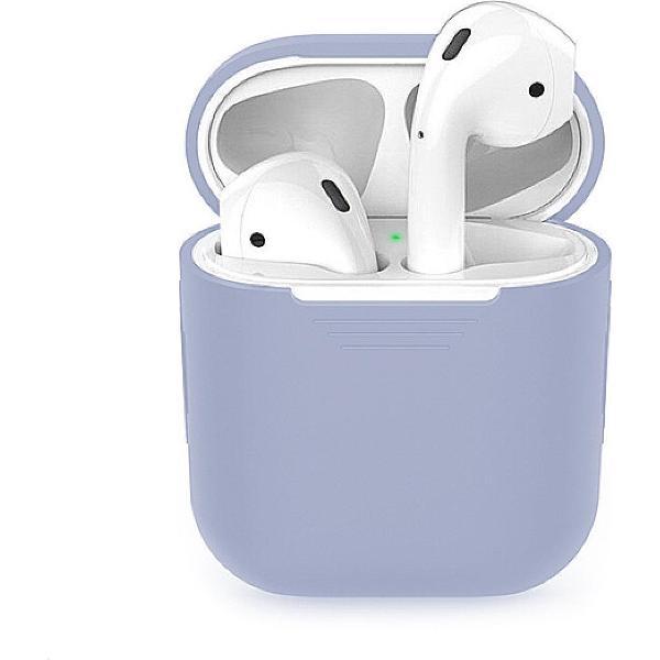 Siliconen Bescherm Hoesje Cover Lila-Grijs (Paars) voor Apple AirPods 1+2 Case