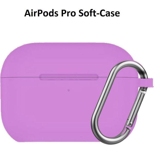 Apple AirPods Pro Soft Silicone Hoesje Met sleutelhanger - Paars
