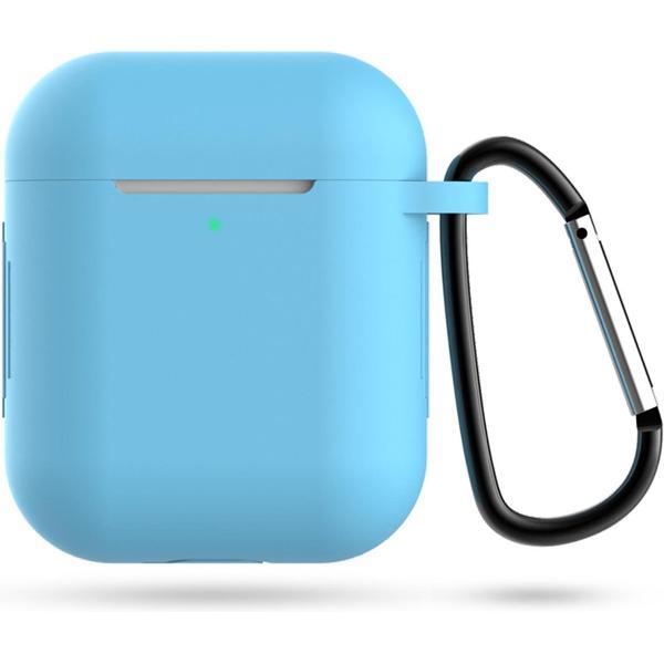 Siliconen Case Voor Apple AirPods 2 - Hoesje Met Haak - Airpod Accessoire (Licht Blauw)