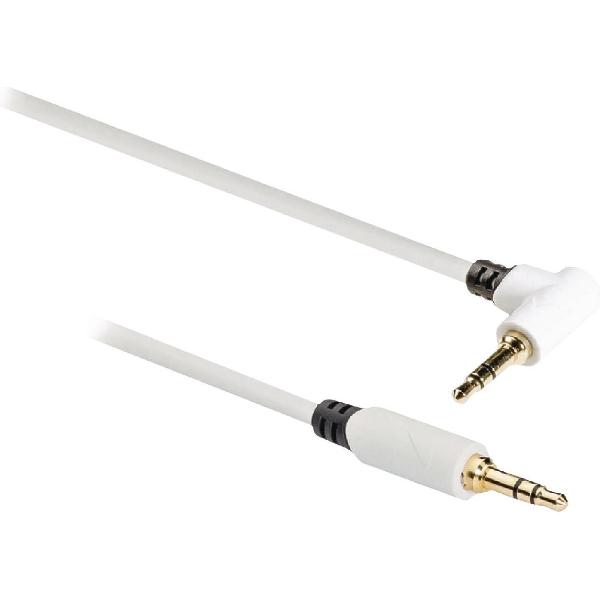 Stereo audiokabel 3,5 mm male - male haaks 0,50 m wit