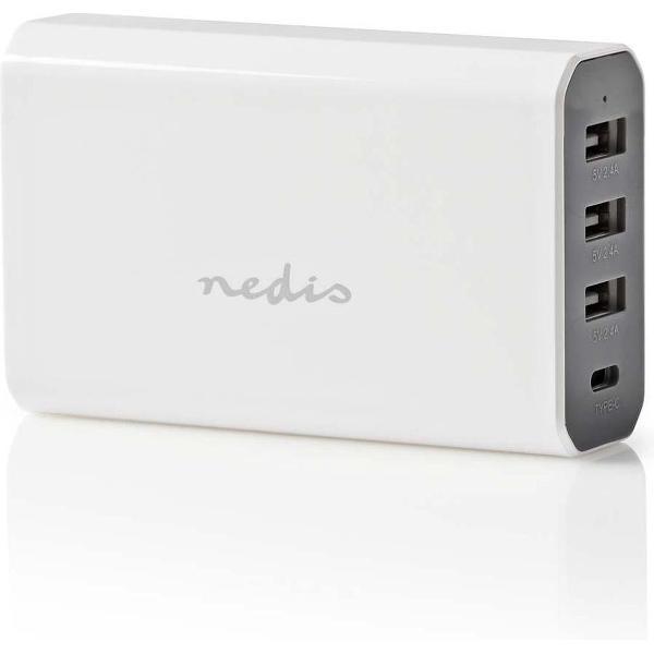 Nedis thuislader met 1 USB-C en 3 USB-A poorten - Smart IC - 8A / wit