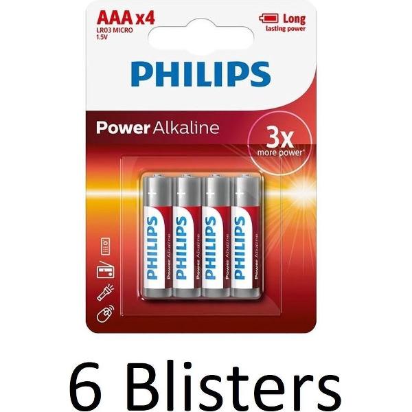 24 Stuks (6 Blisters a 4 st) Philips Power Alkaline AAA