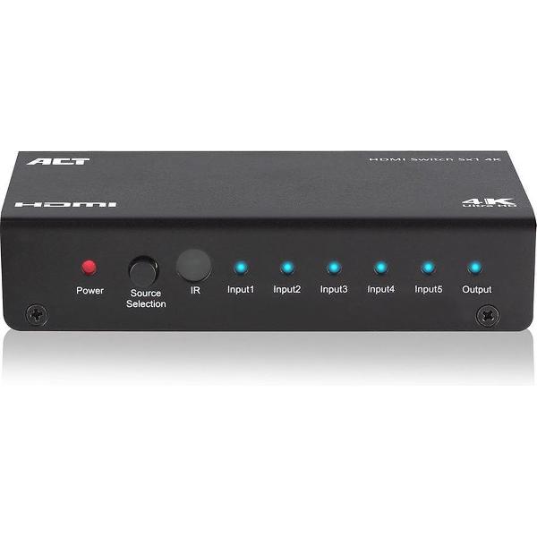 ACT AC7840 5 x 1 HDMI switch, 3D en 4K ondersteuning