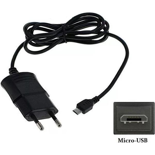 1,2A Micro USB lader voor smartphones. Adapter oplader met vaste oplaadkabel Universeel past op: Nokia, Doro, Alcatel, Amazon, Activeon, Blackberry.