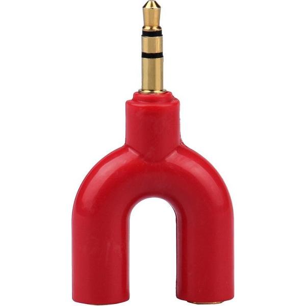 3.5mm Audio Jack Male naar 2x Audio Female 3.5mm Y Splitter - Rood