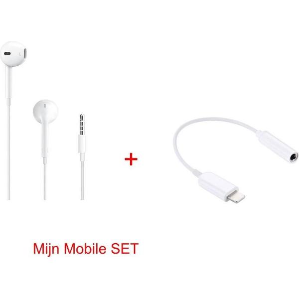 Headset oortjes In-Ear 3.5 mm Jack +Aux 3.5 mm naar Lightning adapter voor Iphone Apple Tablet muziek audio luisteren