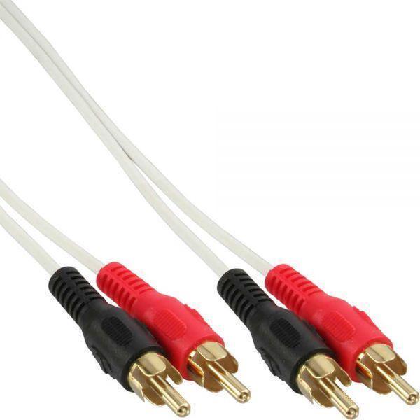 InLine witte tulp stereo 2RCA kabel met vergulde contacten - 0,50 meter
