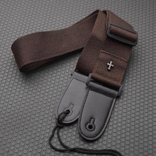 Gitaarband voor Acoustische - Electrische of Bas gitaar - Guitar Strap - met plectrumhouder - Bruin - 90 - 155 cm
