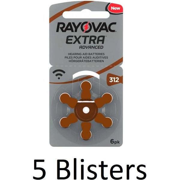 30 Stuks (5 Blisters a 6 st) Rayovac Extra Advanced, 312 - bruin – hoortoestel