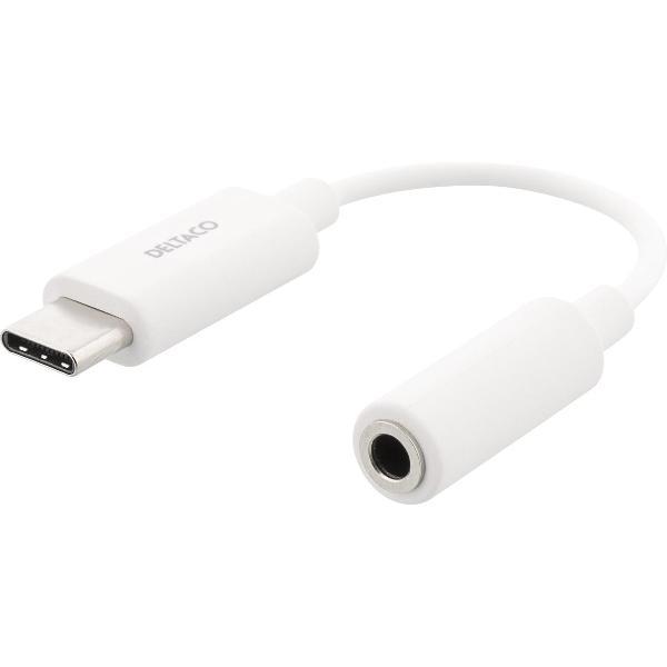 Deltaco USBC-1145 tussenstuk voor kabels USB Type-C 4-pin 3.5mm Wit