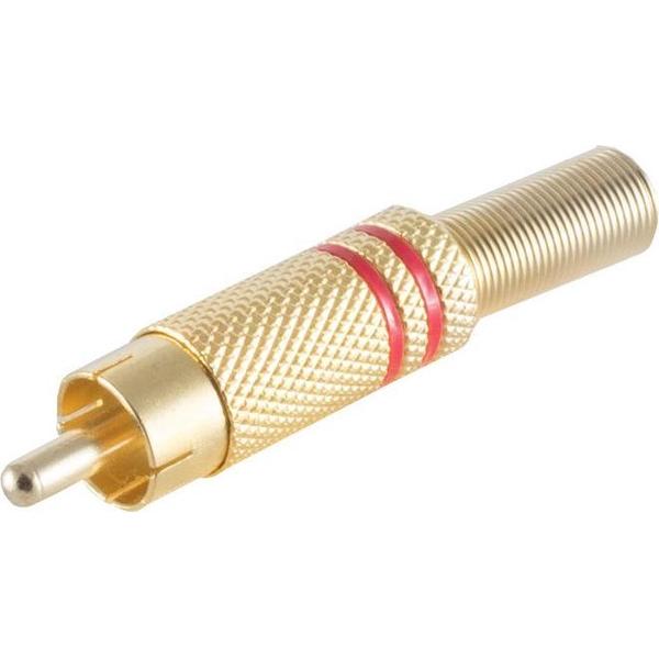 S-Impuls Tulp (m) audio/video connector - tot 6mm - verguld - metaal / rood