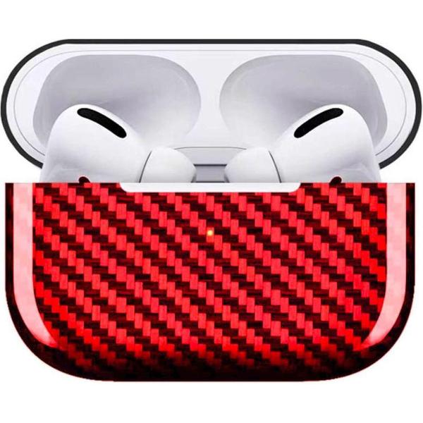 Airpods Pro Carbon Case - Bescherming Hoesje - Rood